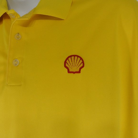 SHELL Gas Station Oil Employee Uniform Men's Yellow Polo Shirt NEW - Picture 2 of 6